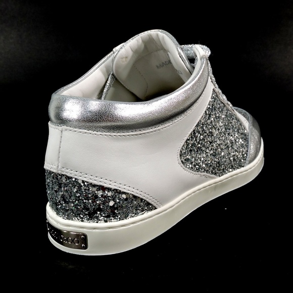 Jimmy Choo 🇮🇹 Women's White Leather Fashion Sneakers - Picture 6 of 9